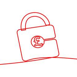 Money padlock with £ sign overlaid